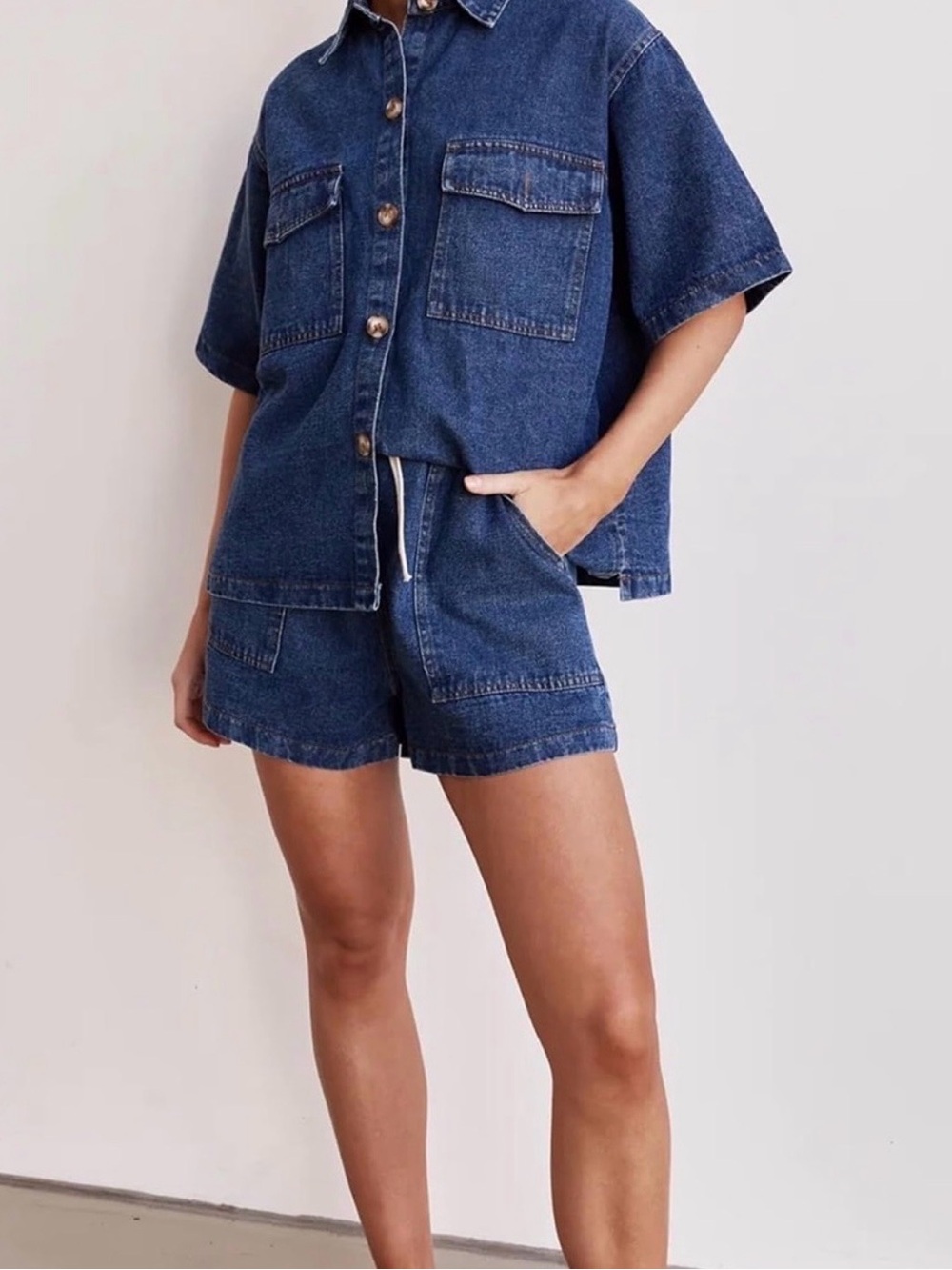 Denim Shorts Set